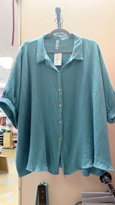 Teal Button Up Blouse