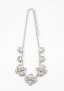 Silver Beaded Floral Necklace