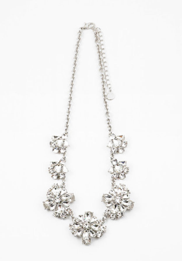 Silver Beaded Floral Necklace